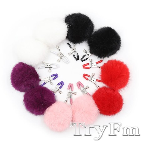 Furry Ball Nipple Clamps