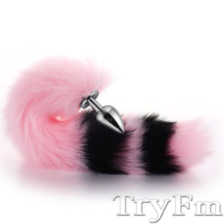 More-Pink-Less-Black Furry Tail Anal Plug