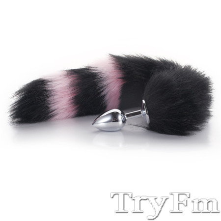 More-Black-Less-Pink Furry Tail Anal Plug