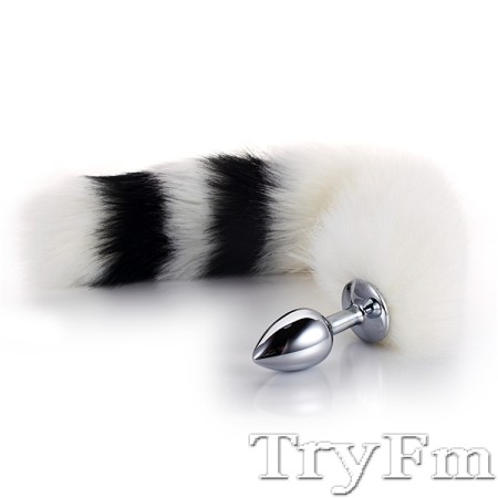 More-White-Less-Black Furry Tail Anal Plug