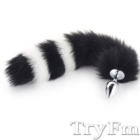 More-White-Less-Black Furry Tail Anal Plug