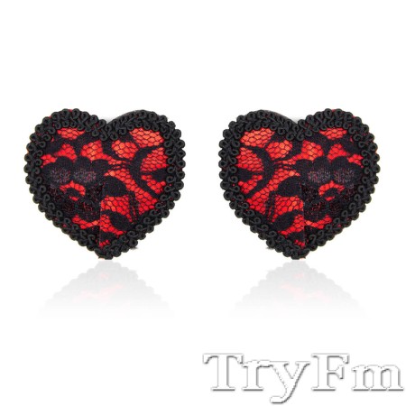 Red heart lace pasties