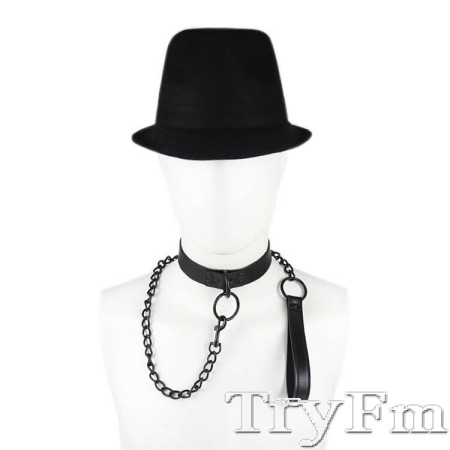 Black punk leahter collar