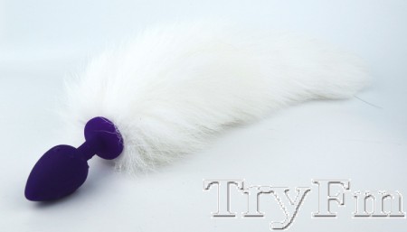 White fox tail with silicone pink plug