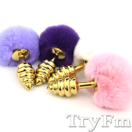 rabbit tail with stainless steel twist gold plug