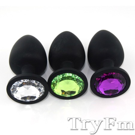 Black Silicone Butt Plug with Jewelry