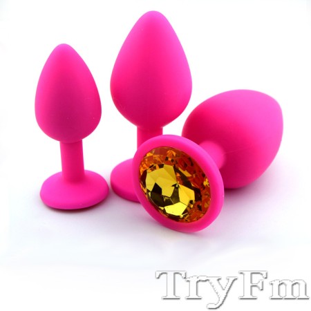 Pink Silicone Butt Plug with Jewelry