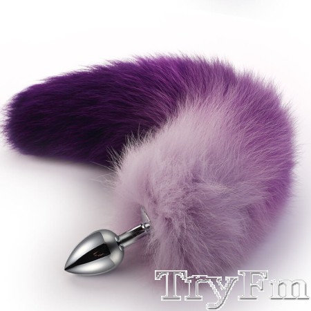 Gradient Purple tail with metal anal plug 