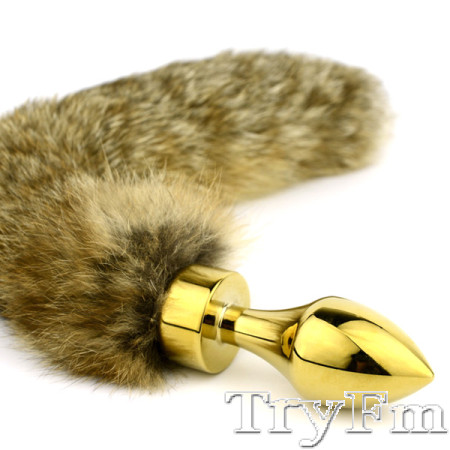 North fox tail with stainless steel gold bullet anal plug - TRYFM.COM