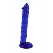Blue realistic glass dildo