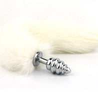 White fox tail with stainless steel twist siler plug