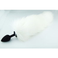 White fox tail with silicone black plug