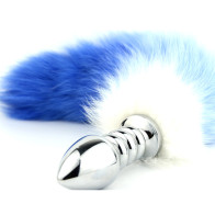 Colorful tail with stainless steel silver spiral anal plug