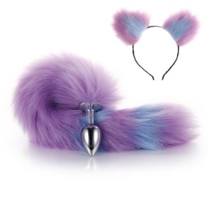 More-Purple-Less-Blue Furry Tail Anal Plug with Headdress