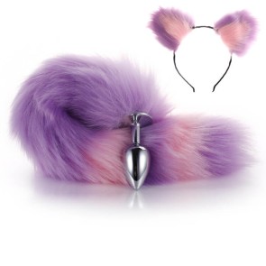 More-Purple-Less-Pink Furry Tail Anal Plug with Headdress 