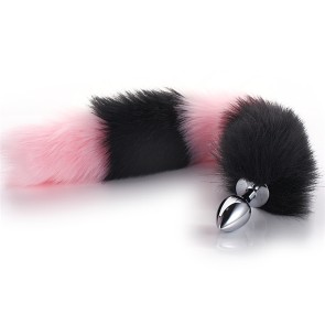 Black-Pink Furry Tail Anal Plug