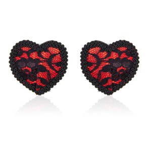 Red heart lace pasties