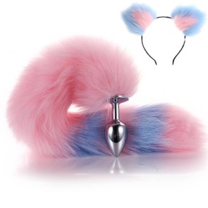 More-Pink-Less-Blue Furry Tail Anal Plug with Headdress