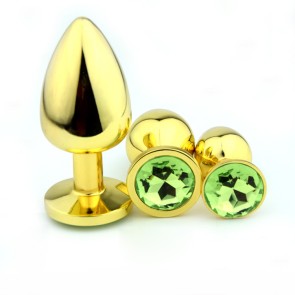 Stainless Steel Gold Anal Plug with Jewelry