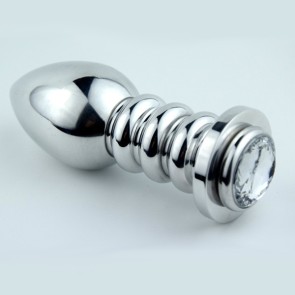 Stainless Steel Silver Spiral Anal Plug with Jewelry
