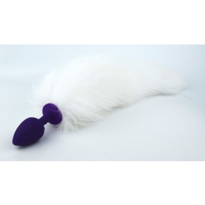 White fox tail with silicone pink plug