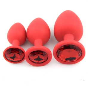 Red Silicone Butt Plug with Jewelry