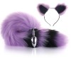 More-Purple-Less-Black Furry Tail Anal Plug with Headdress 