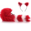 Red-Pink Furry Tail Anal Plug with Headdress