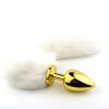 White fox tail with stainless steel gold plug