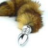Natural red fox tail with stainless steel silver spiral plug