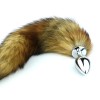 Natural red fox tail with stainless steel silver plug