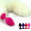 White fox tail with silicone pink plug