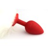White fox tail with silicone red plug