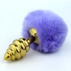 Light purple rabbit tail with stainless steel twist gold plug 