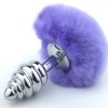 Light purple rabbit tail with stainless steel twist silver plug 