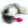 Nature white tail with pink silicone butt plug