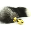 Nature black tail with stainless steel gold butt plug