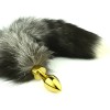Nature black tail with stainless steel bullet gold butt plug