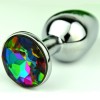 Stainless Steel Silver Anal Plug with colorful jewelry