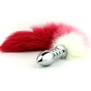 Colorful tail with stainless steel silver spiral anal plug