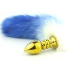 Colorful tail with stainless steel gold spiral anal plug