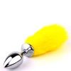 Yellow bunny tail with stainless steel silver anal plug