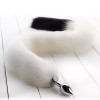 30" White-Black Long tail with metal anal plug