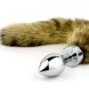 North fox tail with stainless steel silver bullet anal plug
