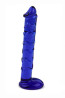 Blue realistic glass dildo