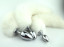 White fox tail with stainless steel gold plug