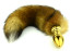 Natural red fox tail with stainless steel gold spiral plug