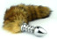 Natural red fox tail with stainless steel silver spiral plug