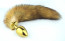 Natural red fox tail with stainless steel gold plug