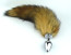 Natural red fox tail with stainless steel silver plug